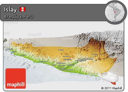 Physical Panoramic Map of Islay, lighten, semi-desaturated