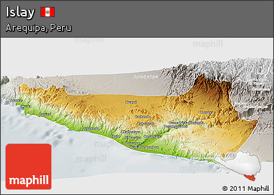Physical Panoramic Map of Islay, lighten, semi-desaturated