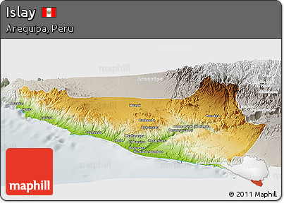 Physical Panoramic Map of Islay, lighten, semi-desaturated