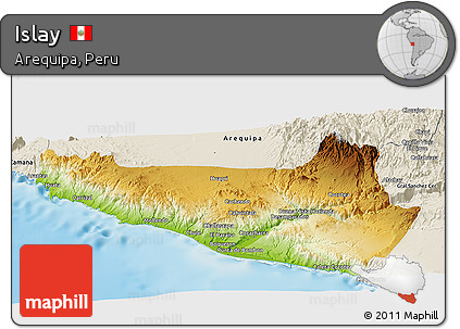 Physical Panoramic Map of Islay, shaded relief outside
