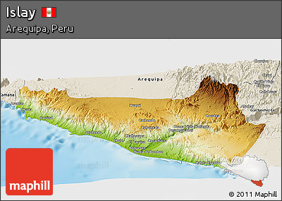 Physical Panoramic Map of Islay, shaded relief outside