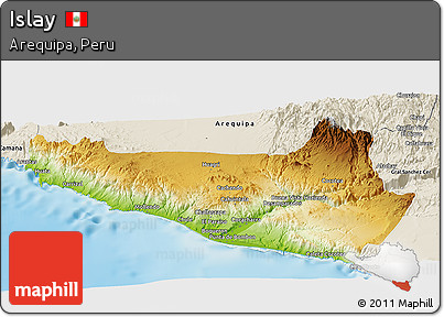 Physical Panoramic Map of Islay, shaded relief outside