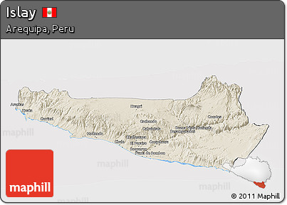 Shaded Relief Panoramic Map of Islay, cropped outside