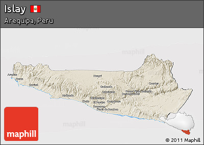 Shaded Relief Panoramic Map of Islay, cropped outside
