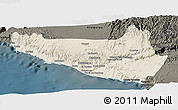 Shaded Relief Panoramic Map of Islay, darken