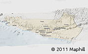 Shaded Relief Panoramic Map of Islay, lighten, semi-desaturated