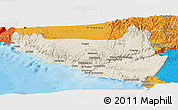 Shaded Relief Panoramic Map of Islay, political outside