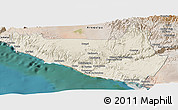 Shaded Relief Panoramic Map of Islay, satellite outside