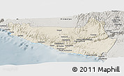 Shaded Relief Panoramic Map of Islay, semi-desaturated