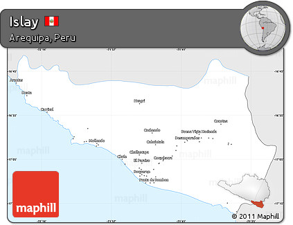 Silver Style Simple Map of Islay, single color outside