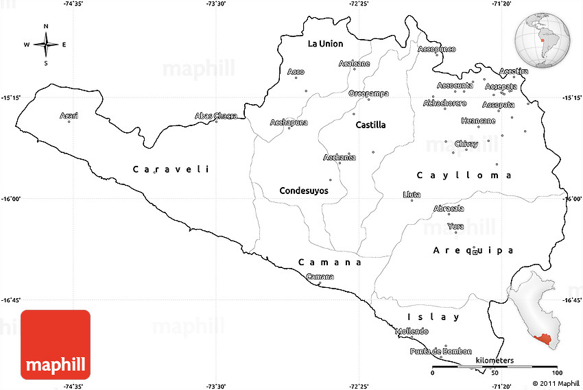 Blank Basic Map of Arequipa, cropped outdoors picture about Printable Map of Peru identify Blank Uncomplicated Map of Arequipa, cropped outdoors