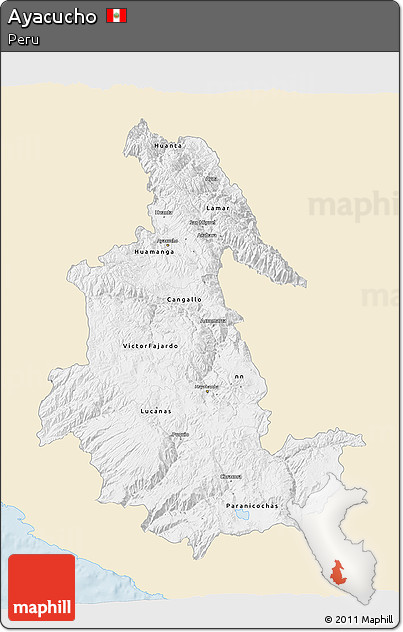 Classic Style 3D Map of Ayacucho, single color outside