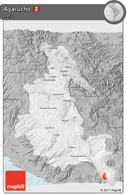 Gray 3D Map of Ayacucho