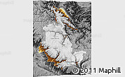 Physical 3D Map of Ayacucho, darken, desaturated