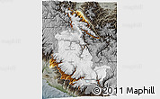 Physical 3D Map of Ayacucho, darken, semi-desaturated