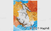 Physical 3D Map of Ayacucho, political shades outside