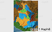 Political 3D Map of Ayacucho, darken