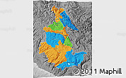 Political 3D Map of Ayacucho, desaturated