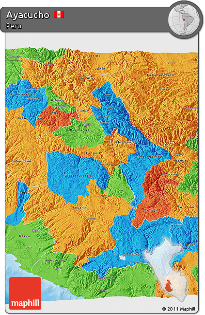 Political 3D Map of Ayacucho