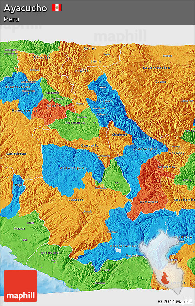 Political 3D Map of Ayacucho