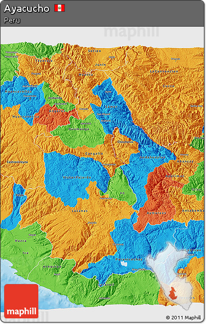 Political 3D Map of Ayacucho
