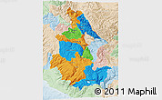 Political 3D Map of Ayacucho, lighten