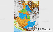 Political 3D Map of Ayacucho, physical outside