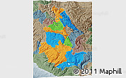 Political 3D Map of Ayacucho, semi-desaturated