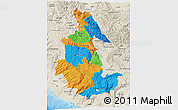 Political 3D Map of Ayacucho, shaded relief outside