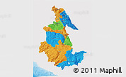 Political 3D Map of Ayacucho, single color outside