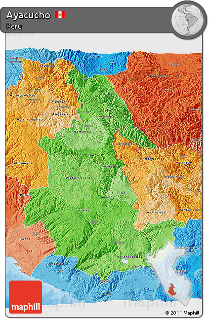 Political Shades 3D Map of Ayacucho
