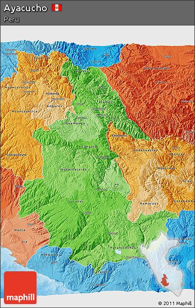 Political Shades 3D Map of Ayacucho