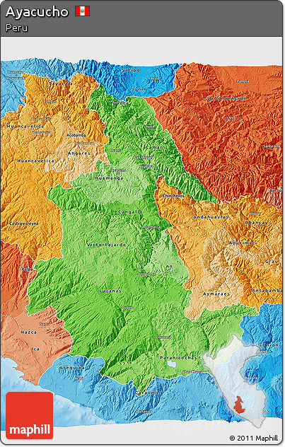 Political Shades 3D Map of Ayacucho