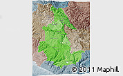 Political Shades 3D Map of Ayacucho, semi-desaturated