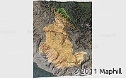 Satellite 3D Map of Ayacucho, darken, semi-desaturated