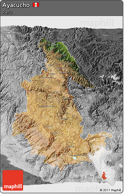 Satellite 3D Map of Ayacucho, desaturated