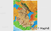 Satellite 3D Map of Ayacucho, political outside