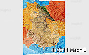 Satellite 3D Map of Ayacucho, political shades outside