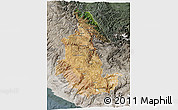 Satellite 3D Map of Ayacucho, semi-desaturated