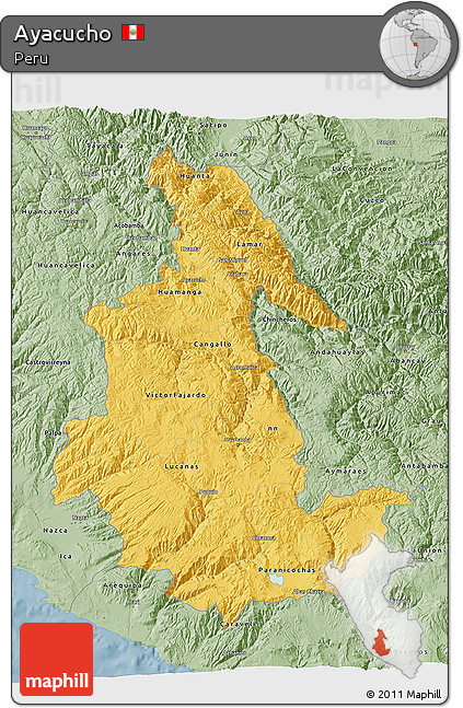 Savanna Style 3D Map of Ayacucho