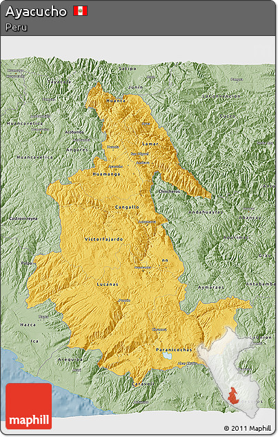 Savanna Style 3D Map of Ayacucho