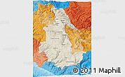 Shaded Relief 3D Map of Ayacucho, political shades outside
