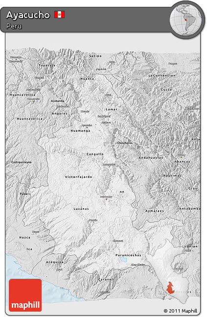 Silver Style 3D Map of Ayacucho
