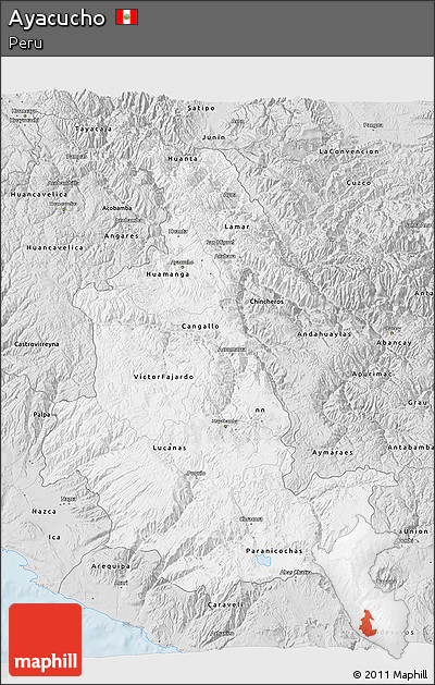 Silver Style 3D Map of Ayacucho