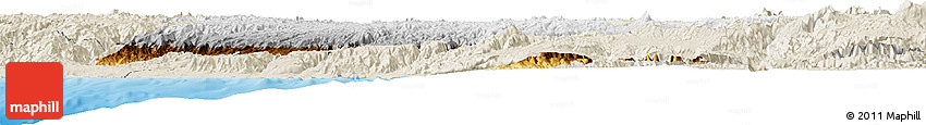 Physical Horizon Map of Ayacucho, shaded relief outside