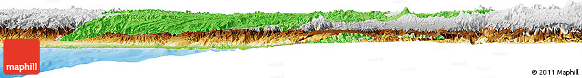 Political Shades Horizon Map of Ayacucho, physical outside