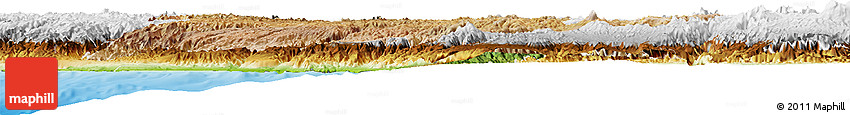 Satellite Horizon Map of Ayacucho, physical outside