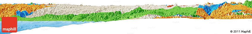 Shaded Relief Horizon Map of Ayacucho, political outside