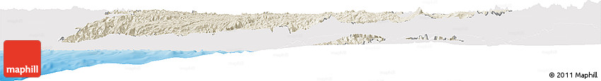 Shaded Relief Horizon Map of Ayacucho, single color outside