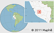Savanna Style Location Map of Huamanga, highlighted country